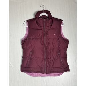 Y2K Aeropostale Womens Down Puffer Vest Burgundy Pink Butterfly Sz L Soft Girl